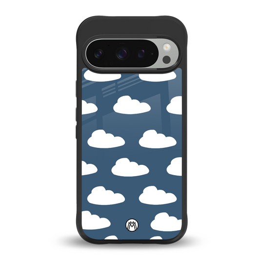 clouds back phone cover | glass case for google pixel 9 pro xl