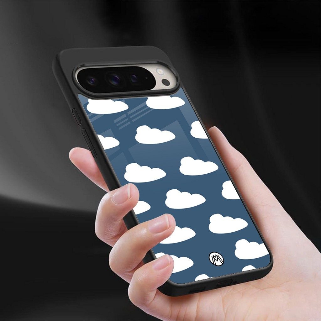 clouds back phone cover | glass case for google pixel 9 pro