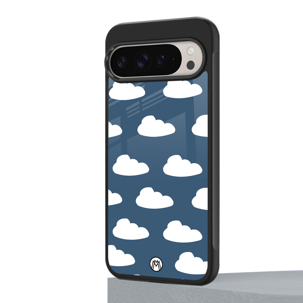 clouds back phone cover | glass case for google pixel 9 pro