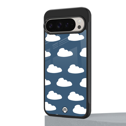 clouds back phone cover | glass case for google pixel 9 pro xl