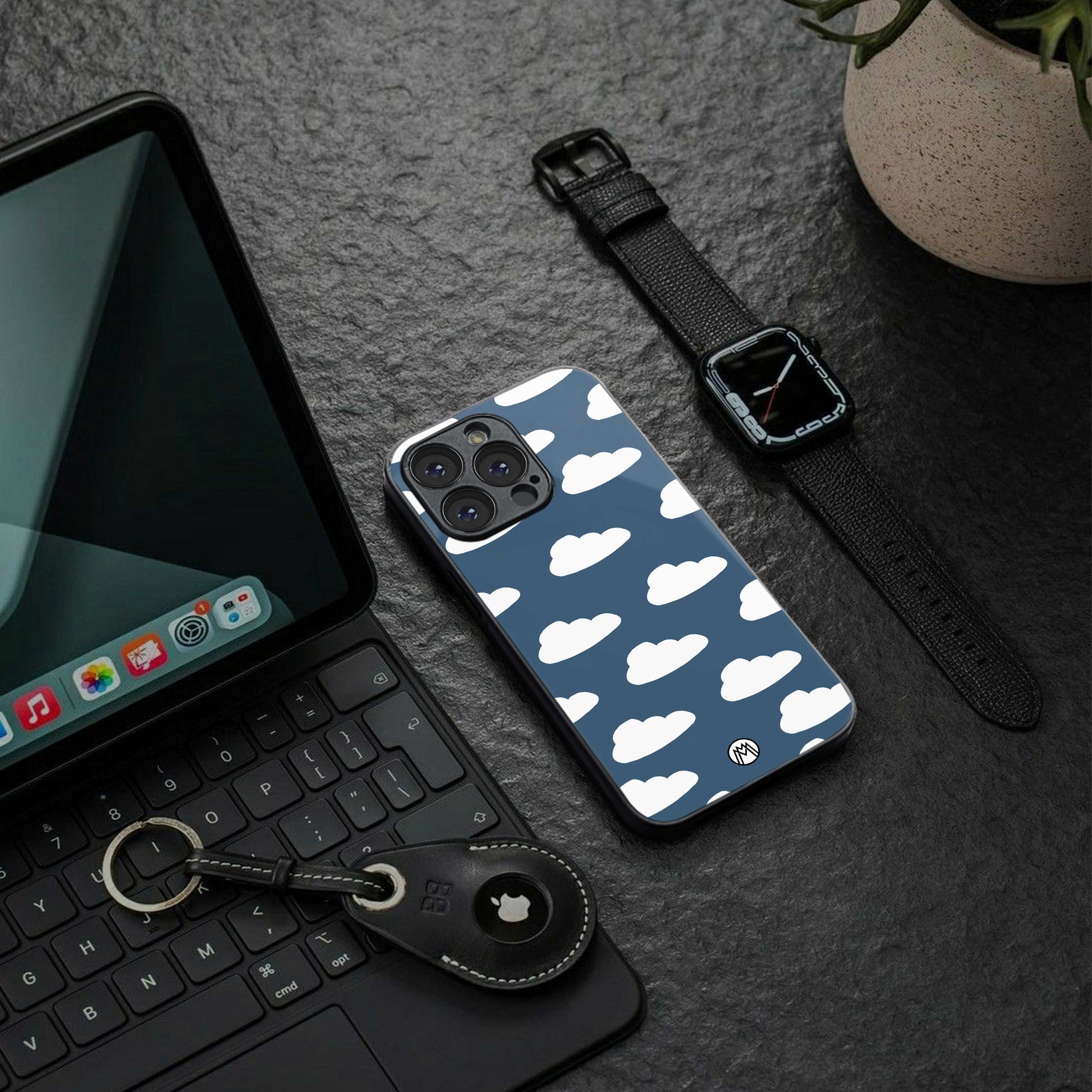 clouds back phone cover | glass case for samsung galaxy s24 ultra