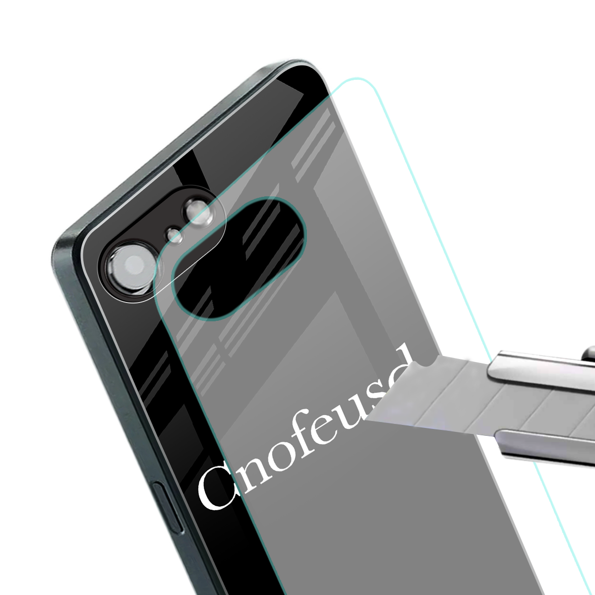 cnofeusd confused black back phone cover | glass case for iphone 16e