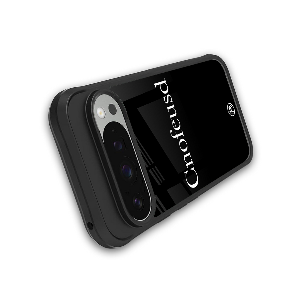 cnofeusd confused black back phone cover | glass case for google pixel 9 pro xl
