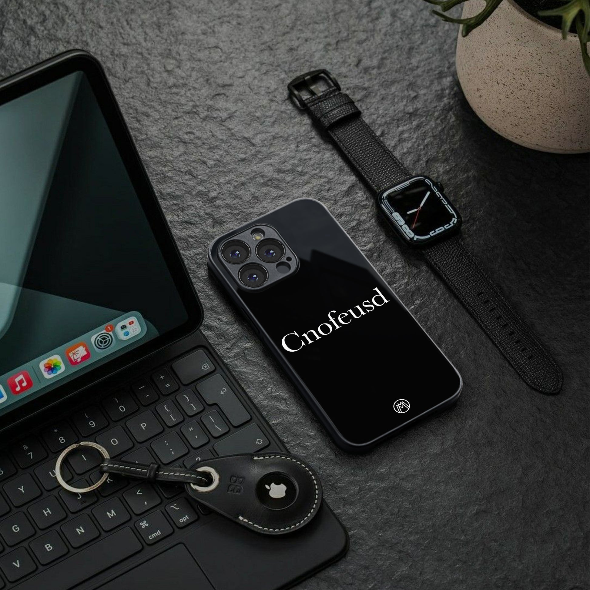 cnofeusd confused black back phone cover | glass case for iphone 15 pro