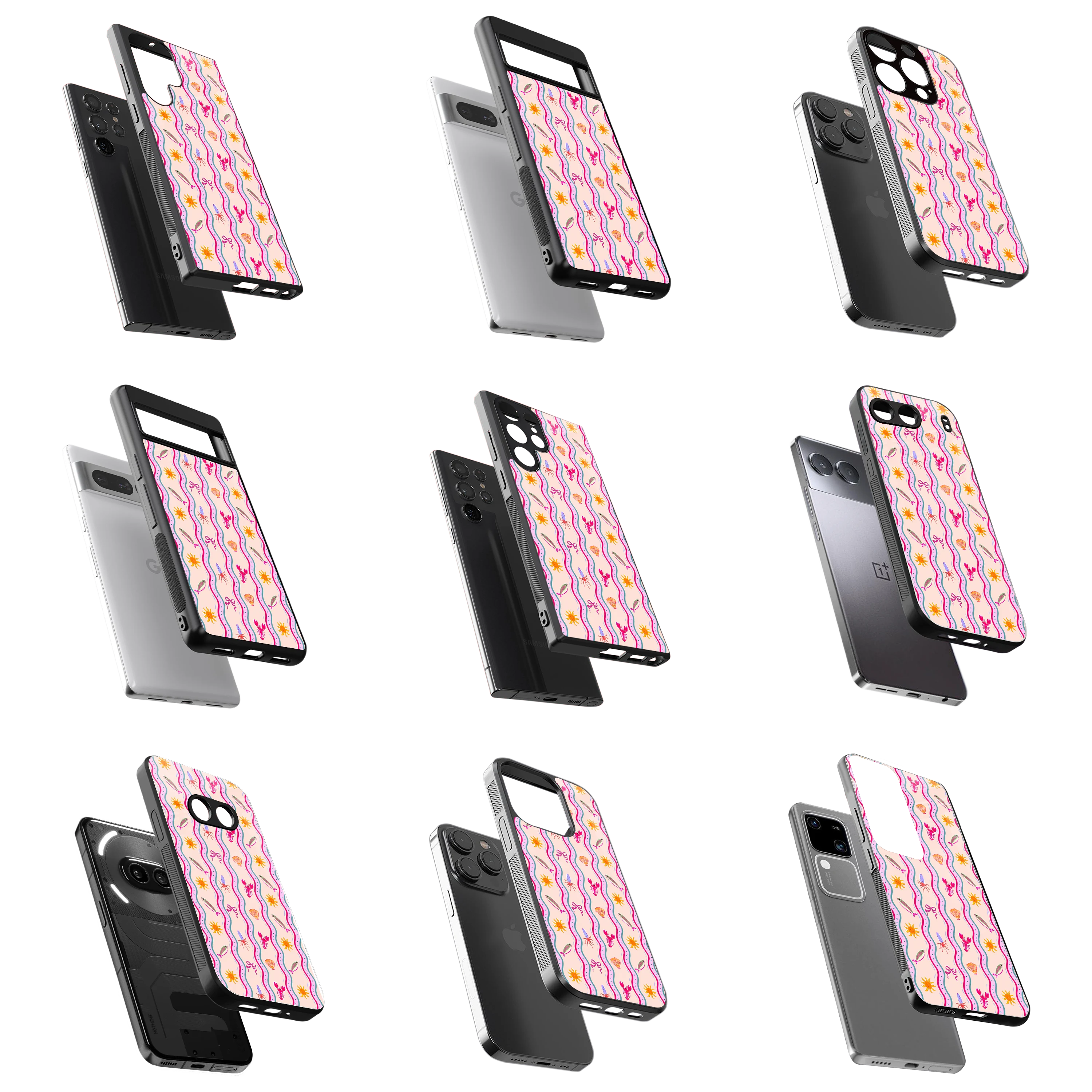Durable Glass Back Mobile Case for iPhone, Samsung, OnePlus, Google Pixel, Redmi, Vivo, Oppo