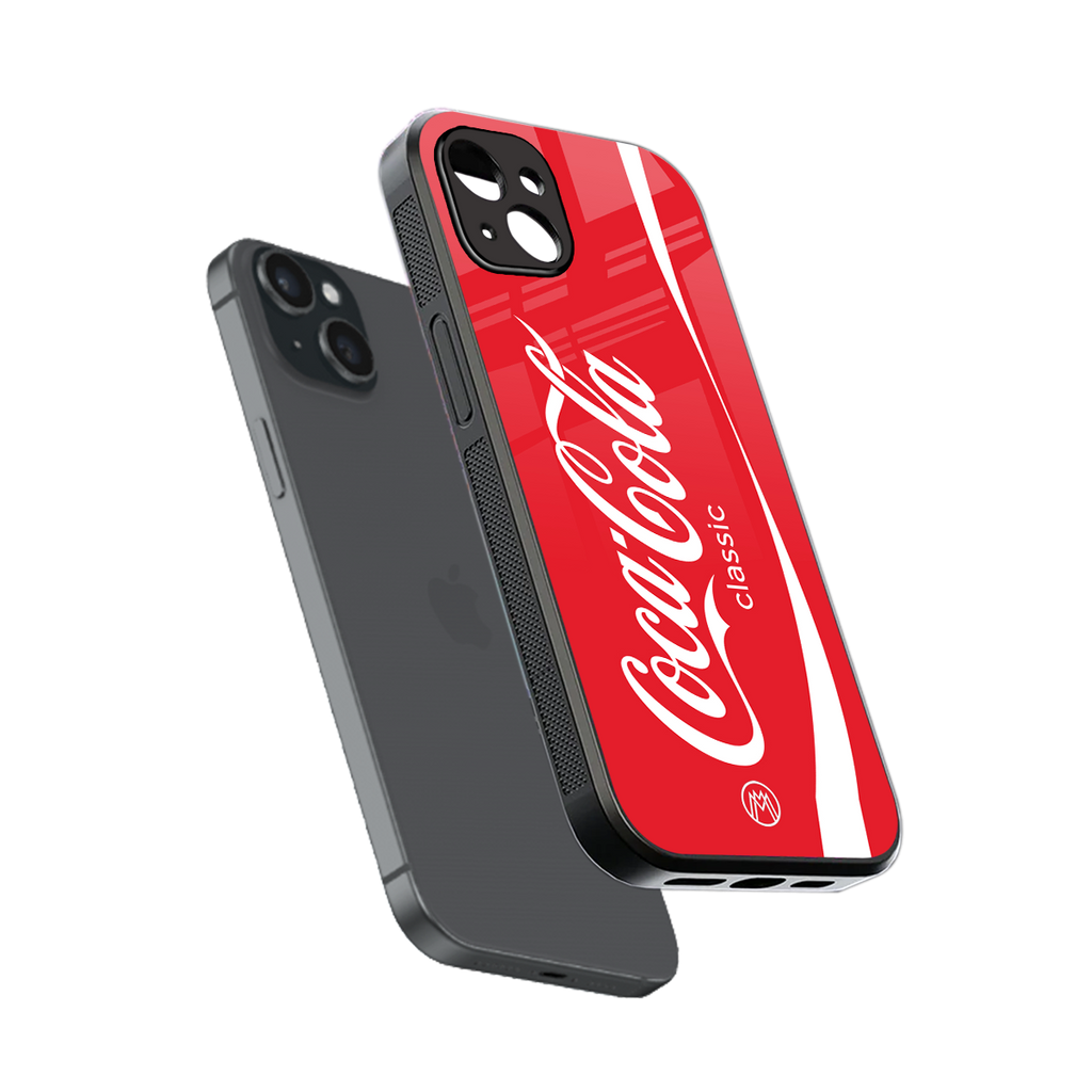 coca cola classic back phone cover | glass case for iphone 15 plus