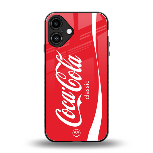 coca cola classic back phone cover | glass case for iphone 16 plus