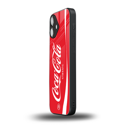 coca cola classic back phone cover | glass case for iphone 16 plus