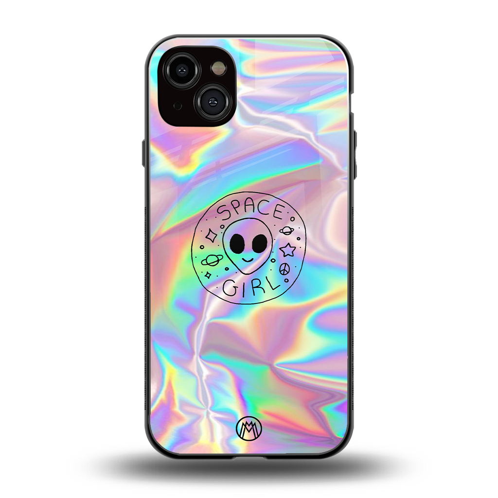 colorful alien back phone cover | glass case for iphone 15 plus