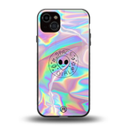 colorful alien back phone cover | glass case for iphone 14 plus