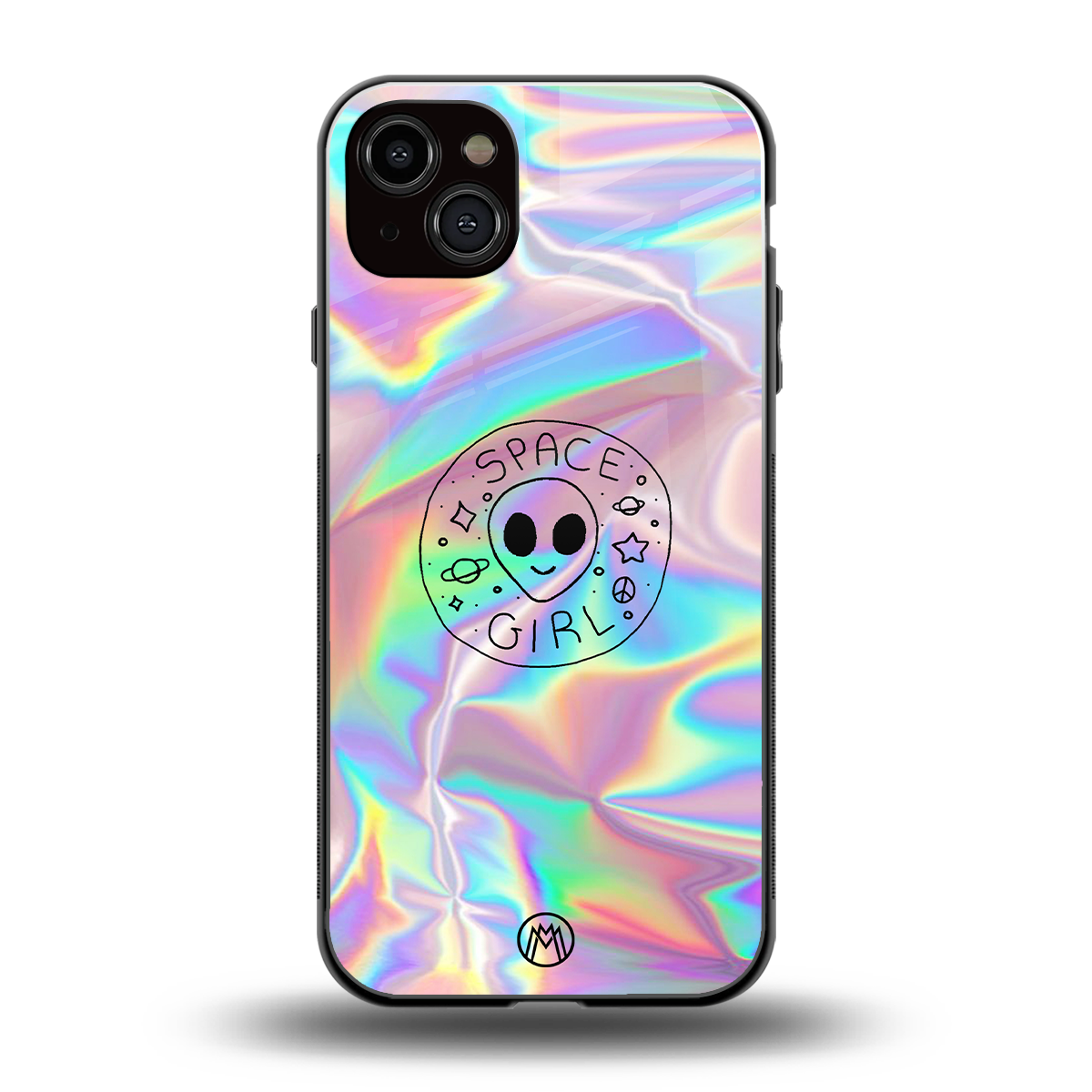 colorful alien back phone cover | glass case for iphone 14 plus