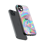 colorful alien back phone cover | glass case for iphone 15 plus