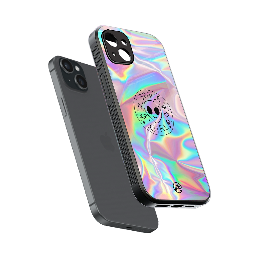 colorful alien back phone cover | glass case for iphone 14 plus