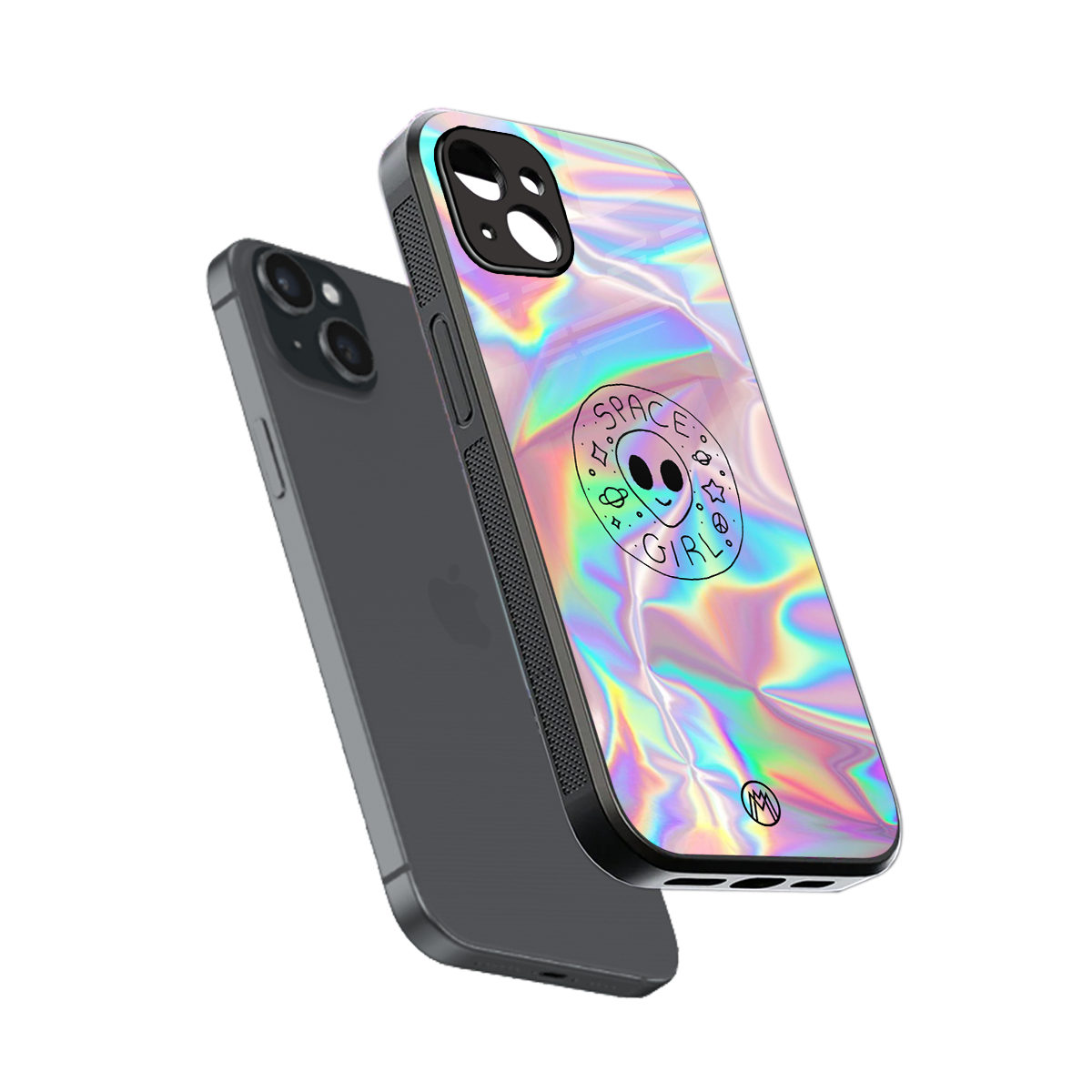 colorful alien back phone cover | glass case for iphone 14 plus