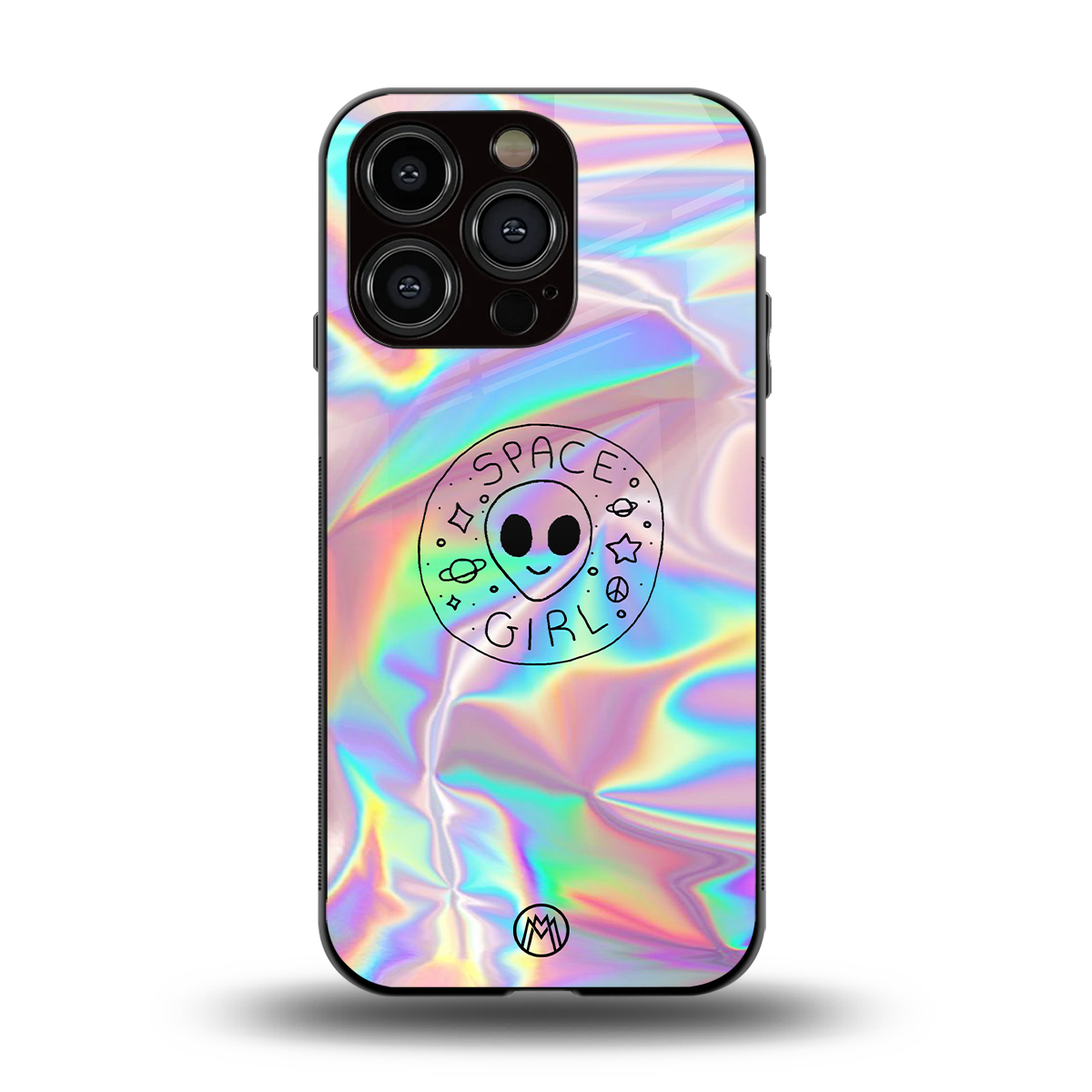 colorful alien back phone cover | glass case for iphone 15 pro