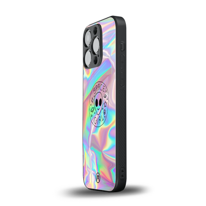 colorful alien back phone cover | glass case for iphone 15 pro