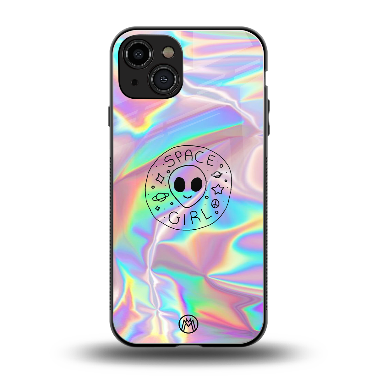 colorful alien back phone cover | glass case for iphone 15
