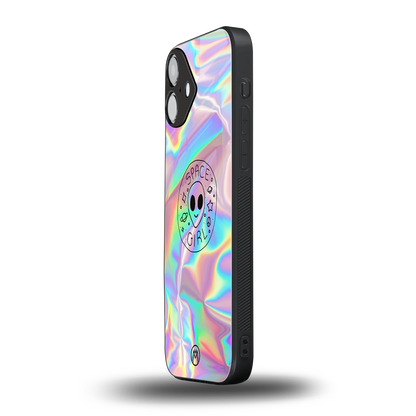 colorful alien back phone cover | glass case for iphone 16 plus