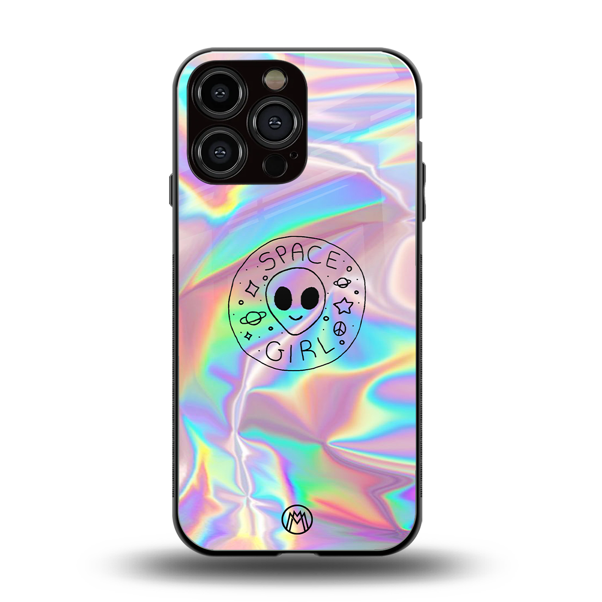 colorful alien back phone cover | glass case for iphone 16 pro max