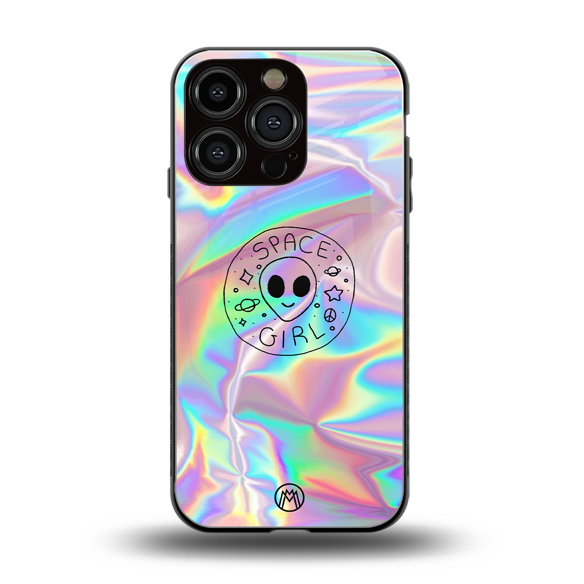 colorful alien back phone cover | glass case for iphone 16 pro