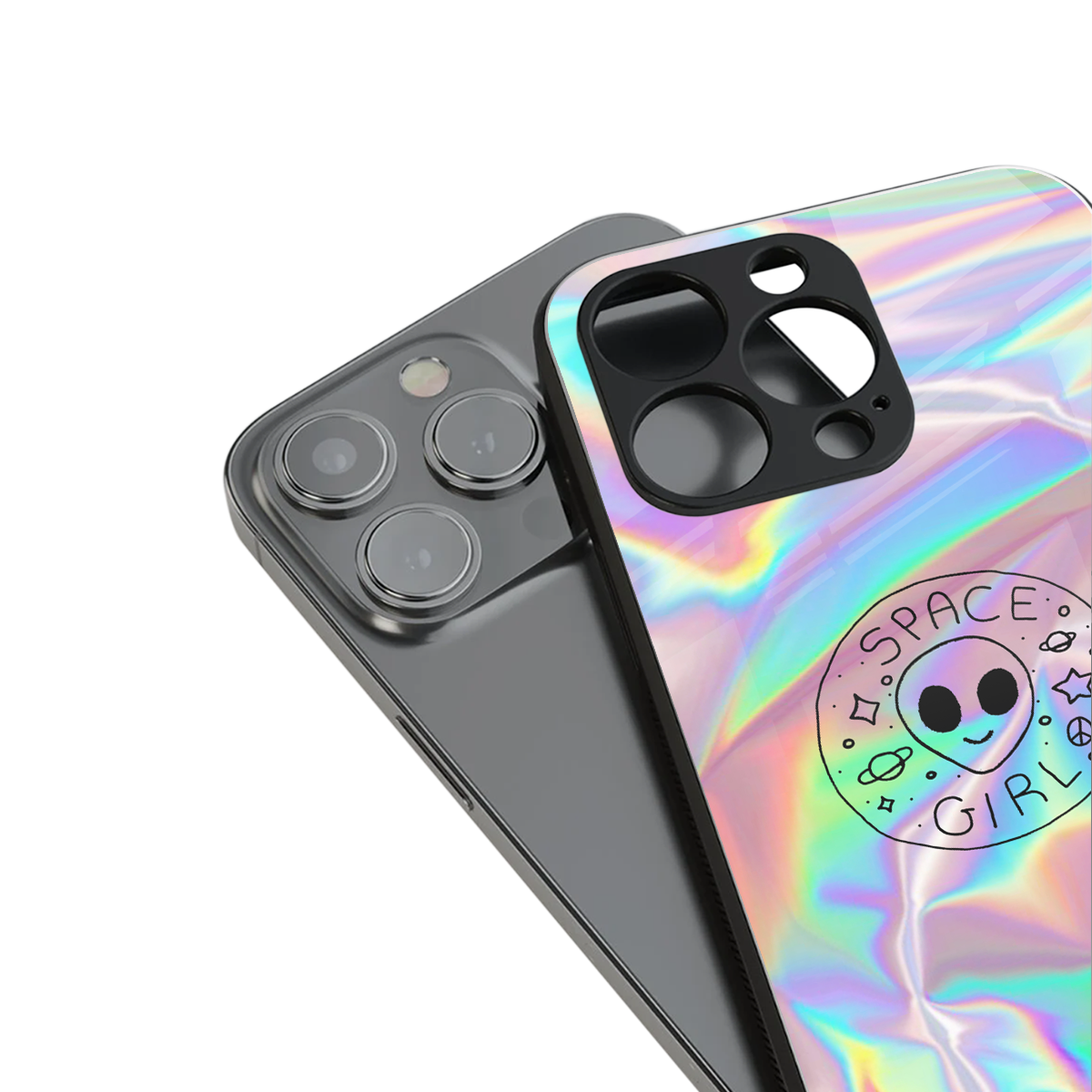 colorful alien back phone cover | glass case for iphone 16 pro