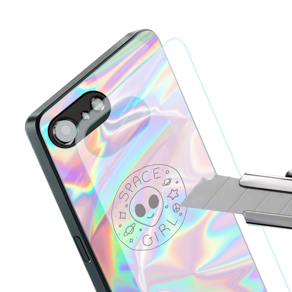 colorful alien back phone cover | glass case for iphone 16e