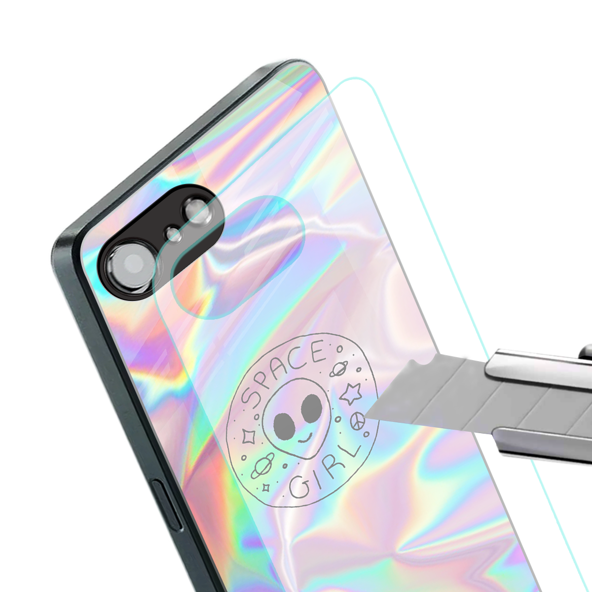 colorful alien back phone cover | glass case for iphone 16e