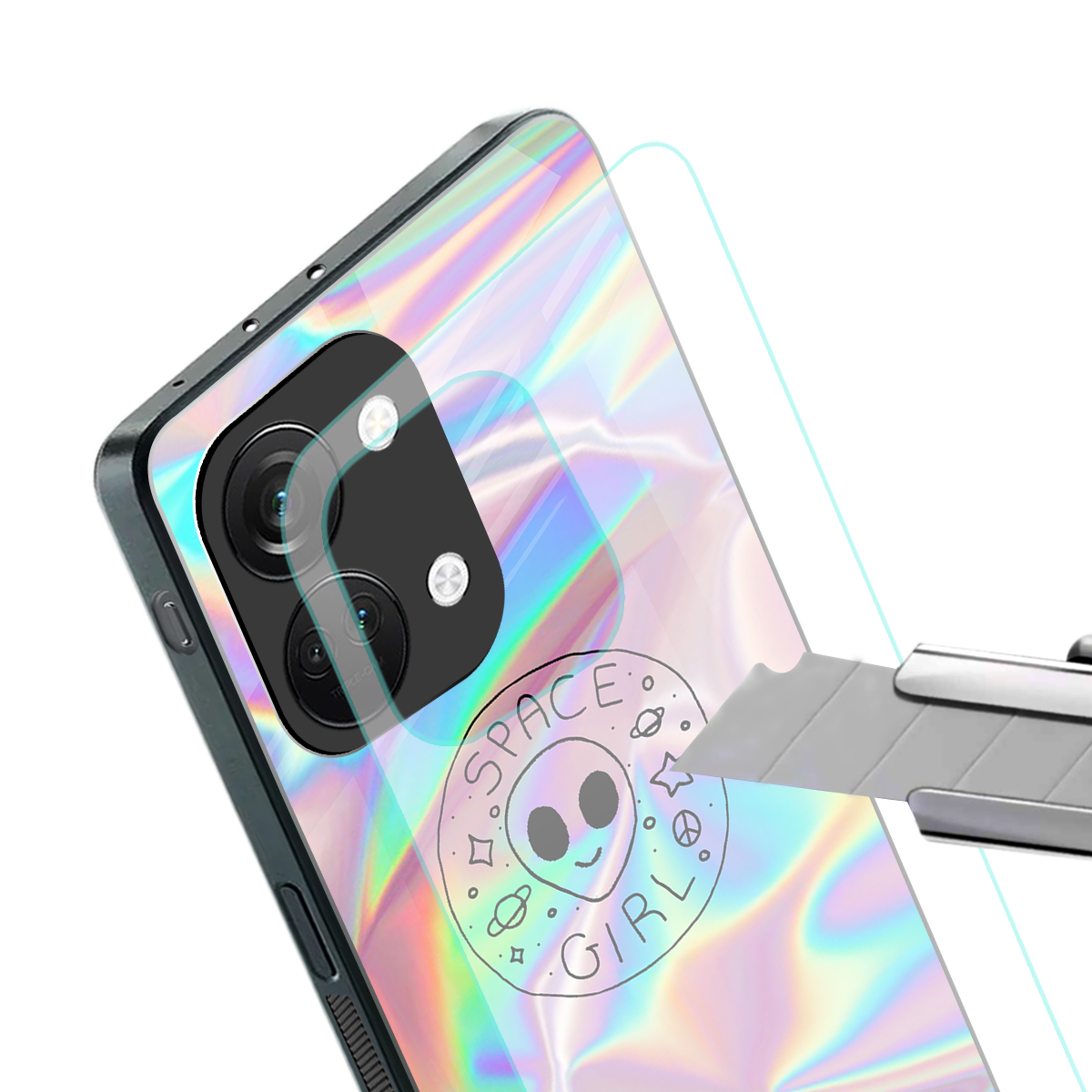 colorful alien back phone cover | glass case for oneplus nord 3