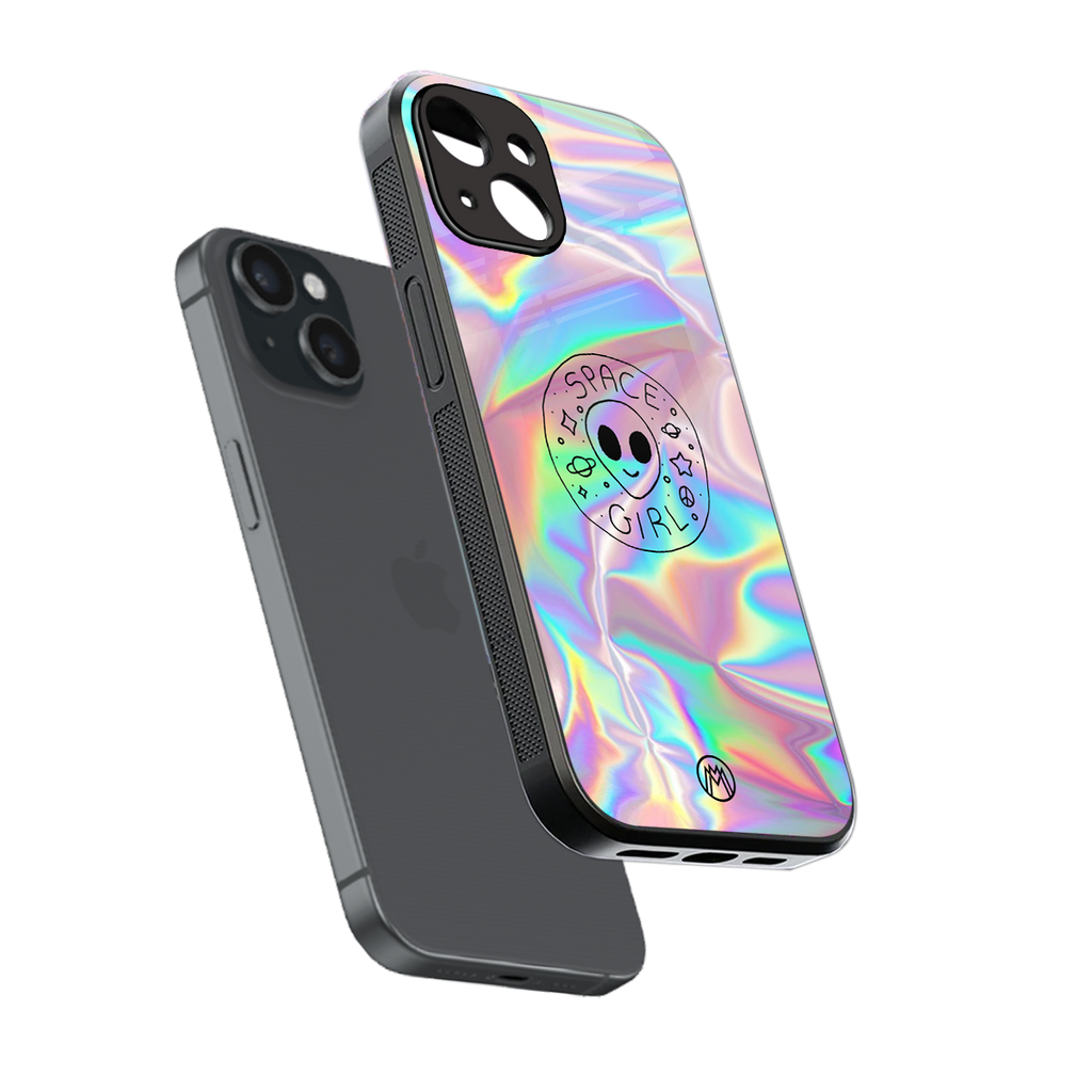 colorful alien back phone cover | glass case for iphone 15