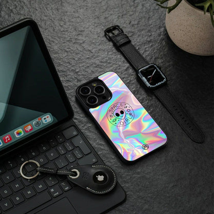 colorful alien back phone cover | glass case for iphone 16 pro