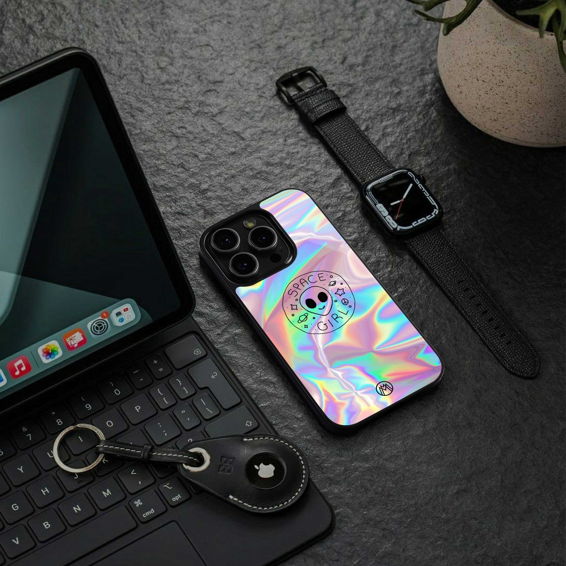 colorful alien back phone cover | glass case for iphone 13 pro max