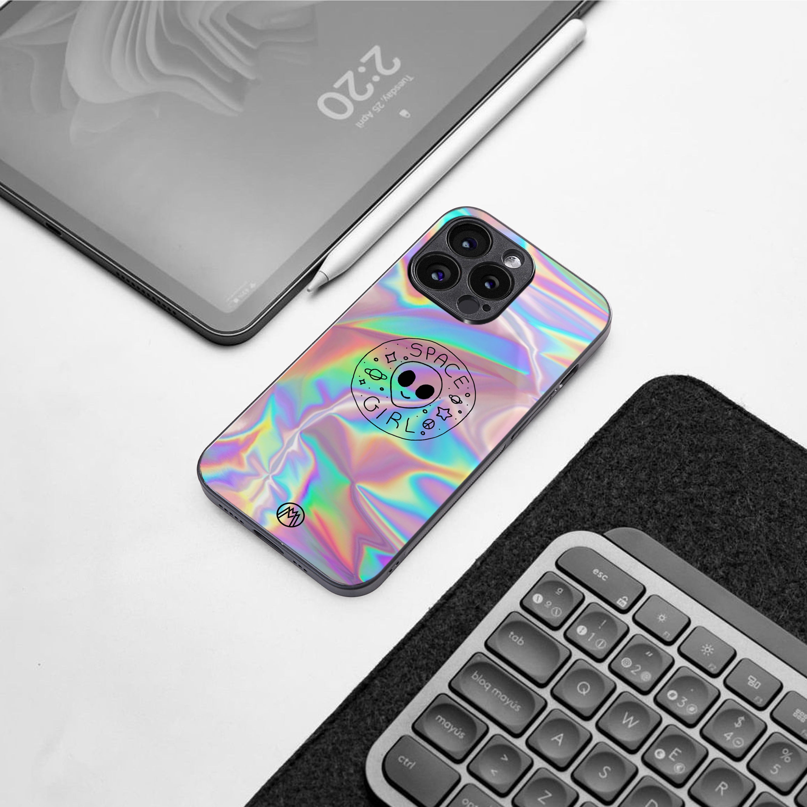 colorful alien back phone cover | glass case for iphone 16 plus
