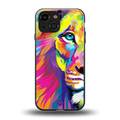 colourful fierce lion back phone cover | glass case for iphone 13 mini