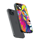 colourful fierce lion back phone cover | glass case for iphone 13 mini