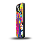 colourful fierce lion back phone cover | glass case for iphone 13 mini