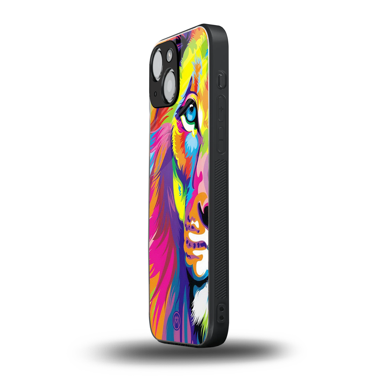 colourful fierce lion back phone cover | glass case for iphone 13 mini