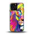 colourful fierce lion back phone cover | glass case for iphone 13 pro max