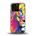 colourful fierce lion back phone cover | glass case for iphone 13 pro