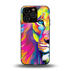 colourful fierce lion back phone cover | glass case for iphone 13 pro