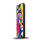 colourful fierce lion back phone cover | glass case for iphone 13 pro