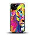colourful fierce lion back phone cover | glass case for iphone 13