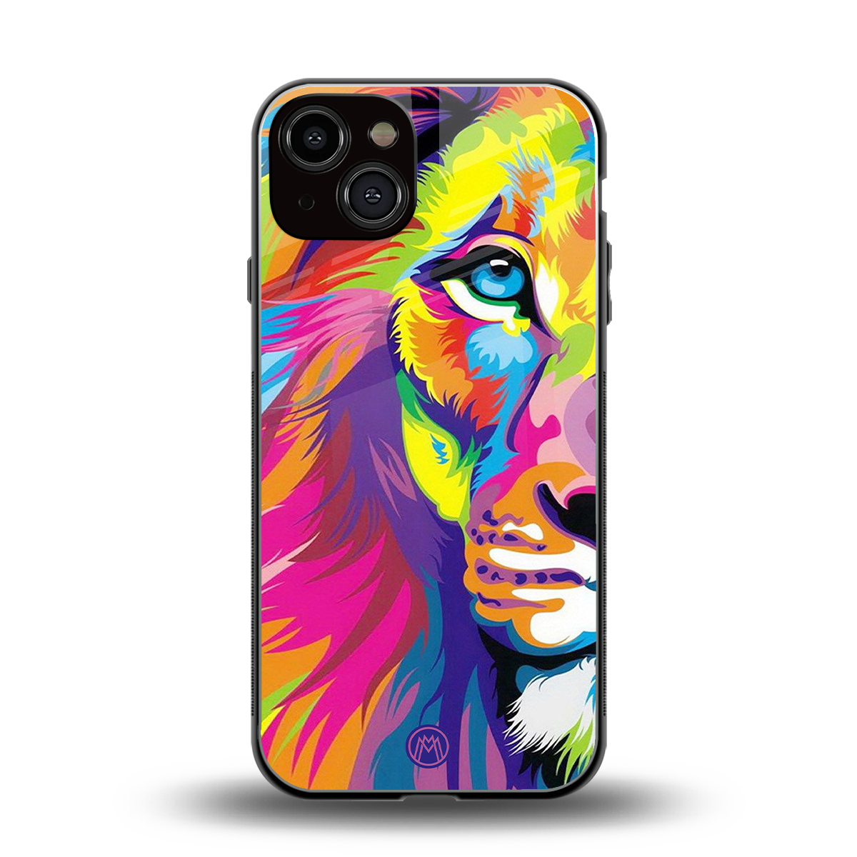 colourful fierce lion back phone cover | glass case for iphone 13