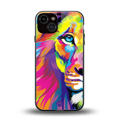 colourful fierce lion back phone cover | glass case for iphone 13