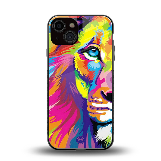 colourful fierce lion back phone cover | glass case for iphone 13