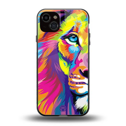 colourful fierce lion back phone cover | glass case for iphone 14 plus