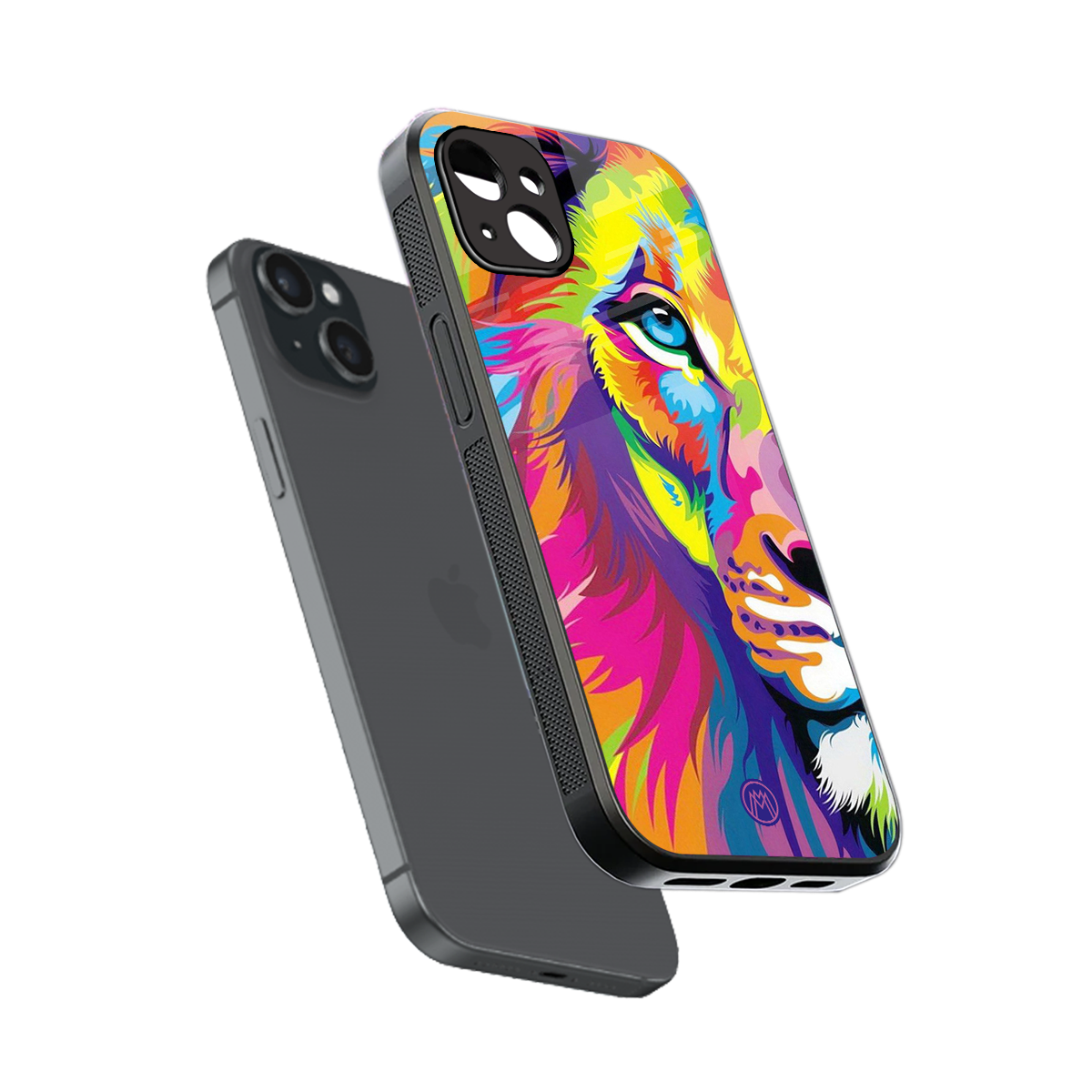 colourful fierce lion back phone cover | glass case for iphone 15 plus
