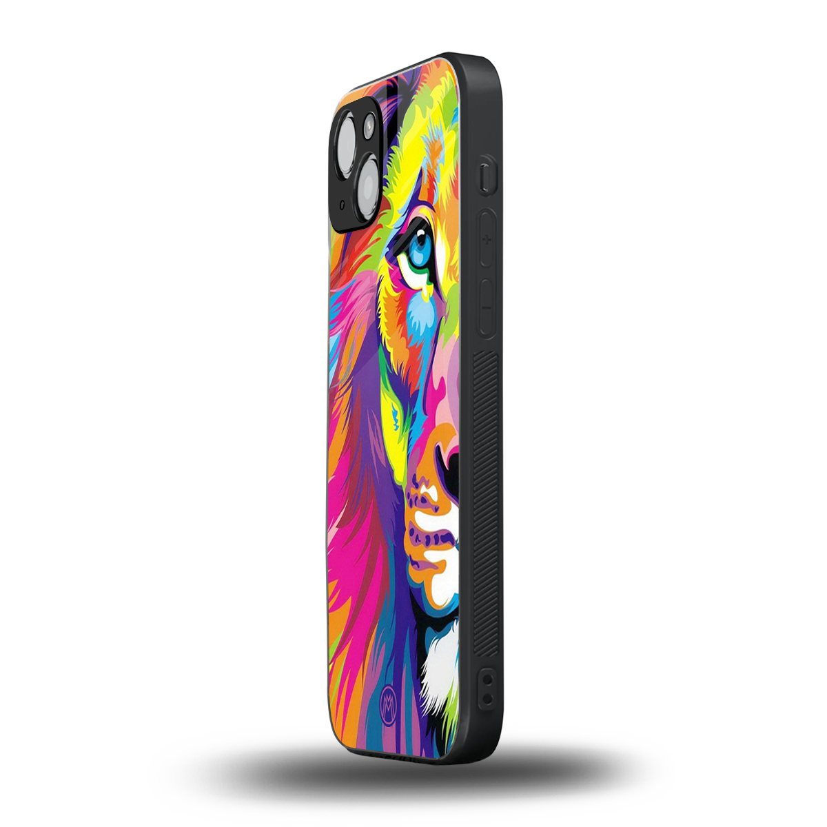 colourful fierce lion back phone cover | glass case for iphone 15 plus