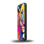 colourful fierce lion back phone cover | glass case for iphone 14 plus