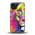 colourful fierce lion back phone cover | glass case for iphone 15