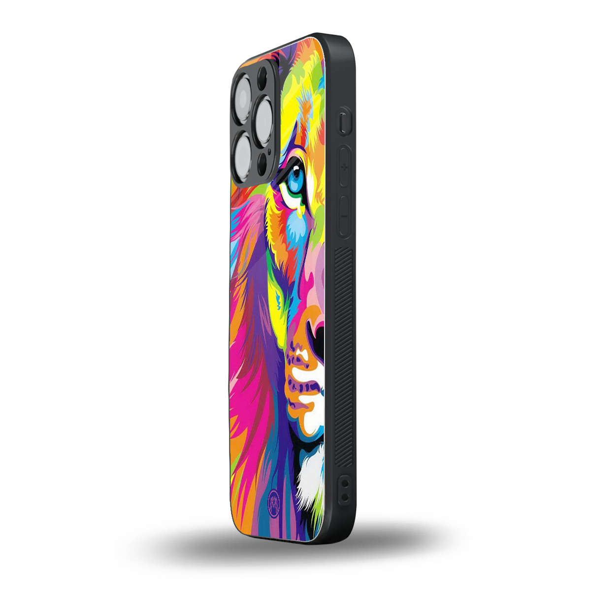 colourful fierce lion back phone cover | glass case for iphone 16 pro max